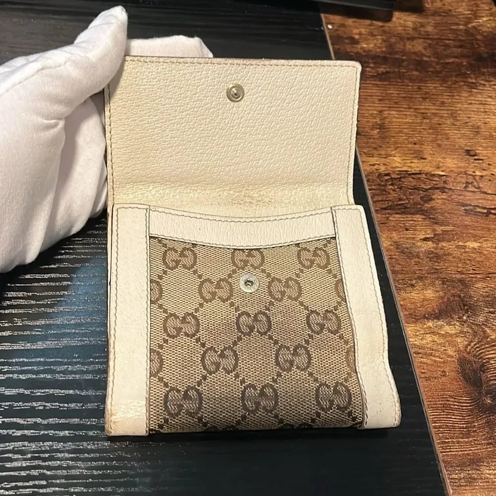 Gucci Wallet Purse GG Beige Brown Woman unisex Authentic Used T256 - with Code. - Picture 3 of 10